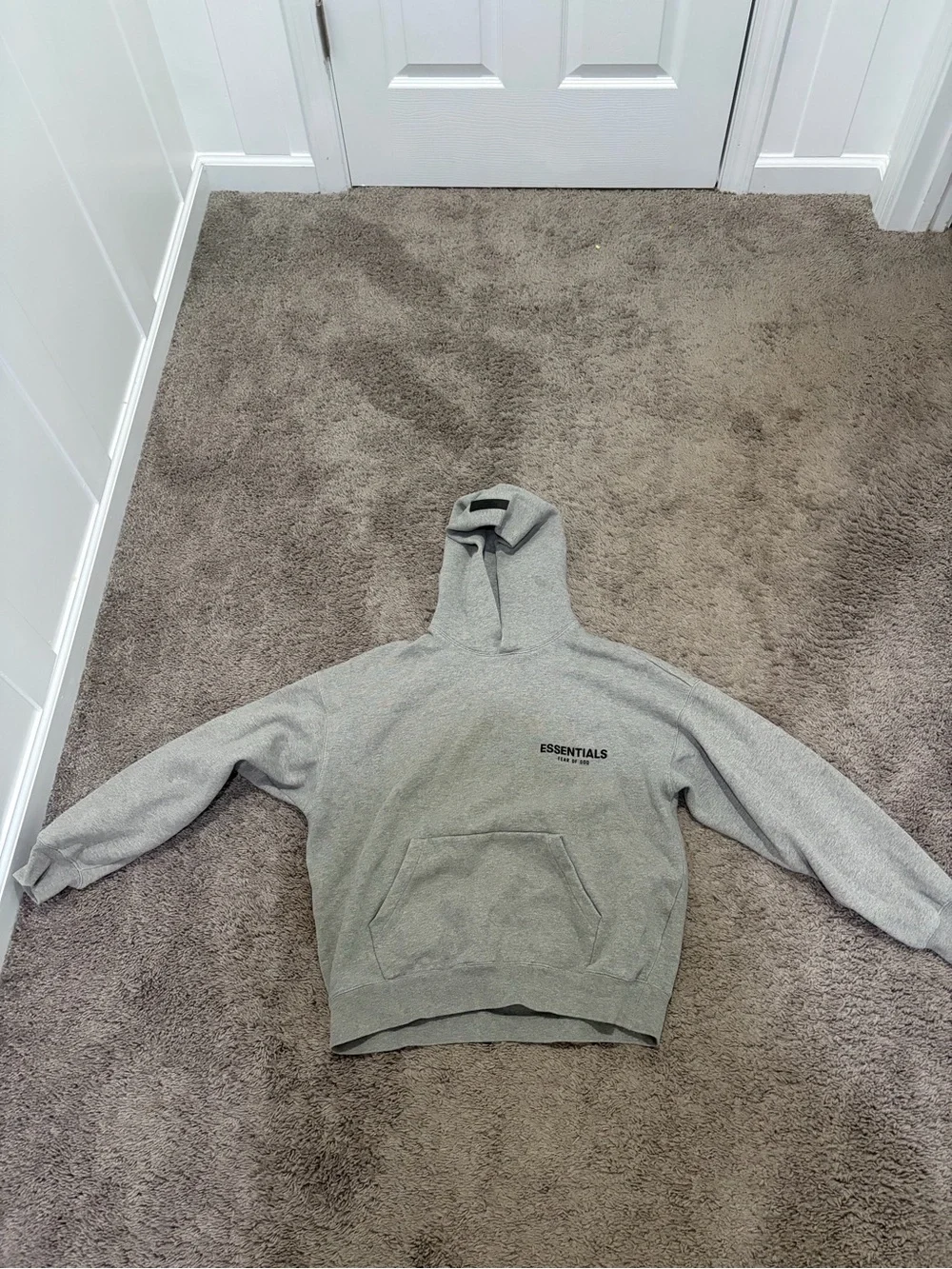 Essentials Light Gray Hoodie with Small Chest Logo